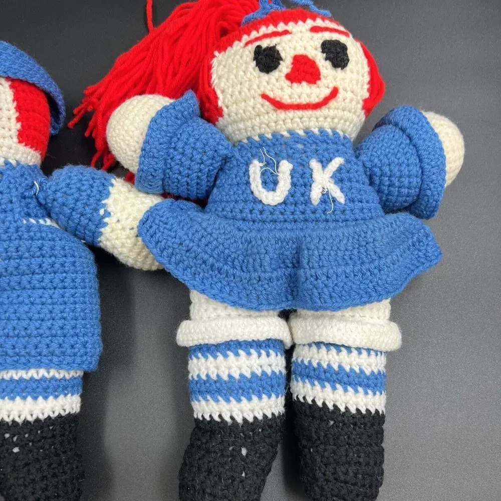 Handmade Crochet Raggedy Ann and Andy University‎ of Kentucky Plush Dolls